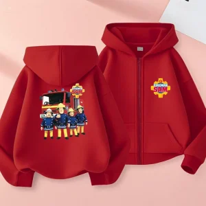 Fireman sam Kid 3-12 Year Coat Children Hoodie Girl Boy Zipper Tops Sweatshirt Casual Sweatshirts black autumn Clothes