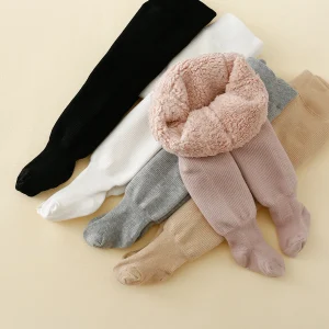winter Infant baby girls Polar Fleece Lining stripes leggings plus thick warmth cotton Tights toddler kids Keep warm pantyhose