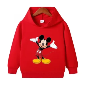 Spring Autumn Cartoon Disney Children Hoodies Boys Girls Minnie Mickey Hooded Pullover Tops Casual Kids Clothes Baby Sweatshirts