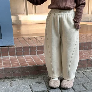 Trousers Spring and Autumn Korean Fashionable and Casual Boys and Girls Composite Long Pants with Fleece Added